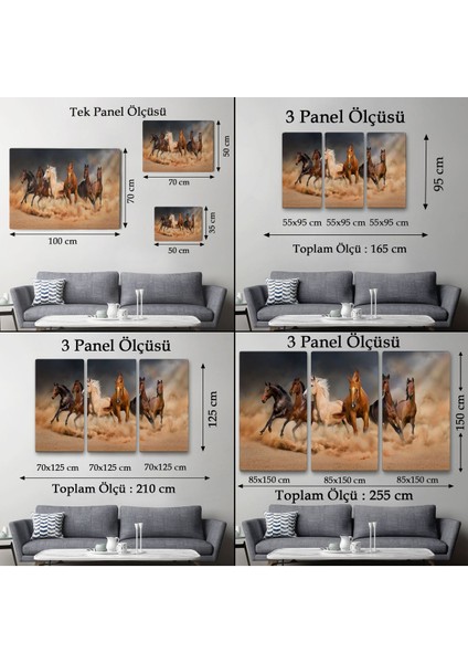 Koşan Atlar Dekoratif Kanvas Tablo 1126