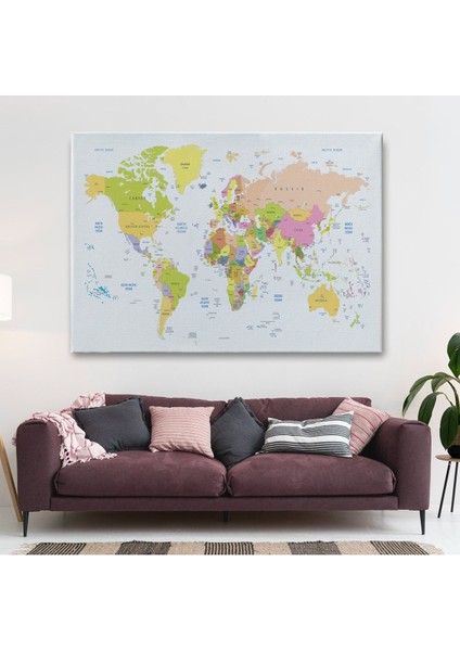 Dünya Haritası Dekoratif Kanvas Tablo 1069