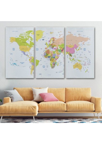 Dünya Haritası Dekoratif Kanvas Tablo 1069 fiyatları