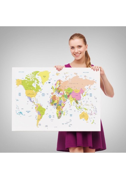 Dünya Haritası Dekoratif Kanvas Tablo 1069 fırsatları