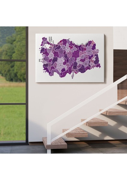 Türkiye Haritası Kanvas Tablo Il ve Ilçeli Ayrıntılı Eğitici Dekoratif Tablo 3025 indirimleri