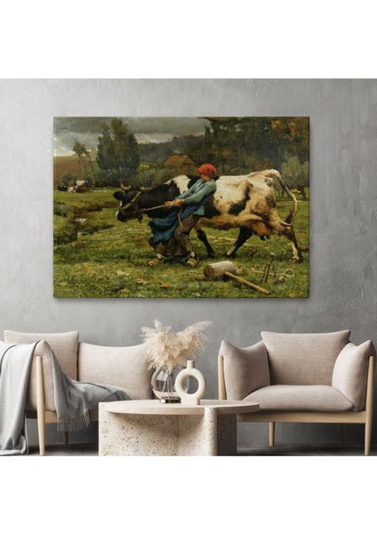 Ineği Çeken Köylü Kızı Duvar TABLOSU-6522 fiyatları