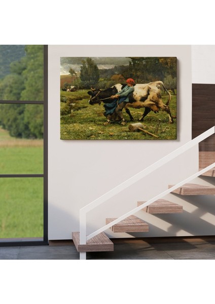 Ineği Çeken Köylü Kızı Duvar TABLOSU-6522 indirimleri