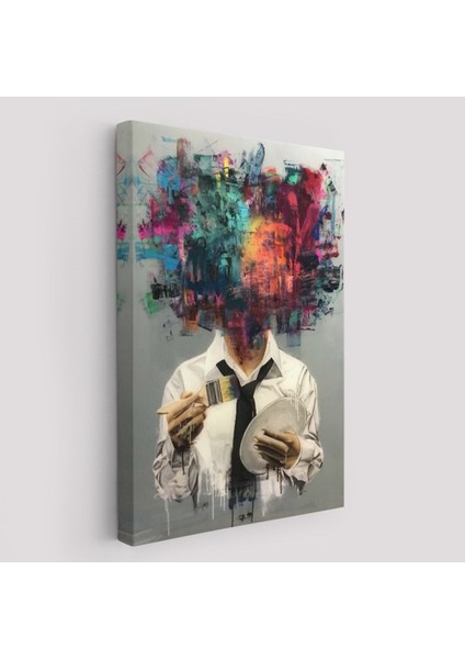 Kendi Kafasını Boyayan Adam Gerçeküstü Duvar Sanatı Kanvas TABLO-5263