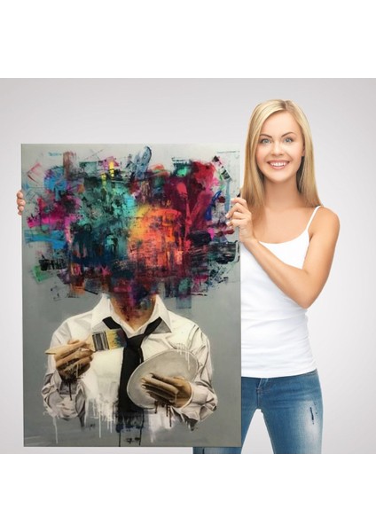 Kendi Kafasını Boyayan Adam Gerçeküstü Duvar Sanatı Kanvas TABLO-5263 modelleri