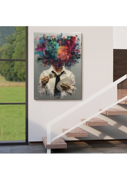 Kendi Kafasını Boyayan Adam Gerçeküstü Duvar Sanatı Kanvas TABLO-5263 fırsatları