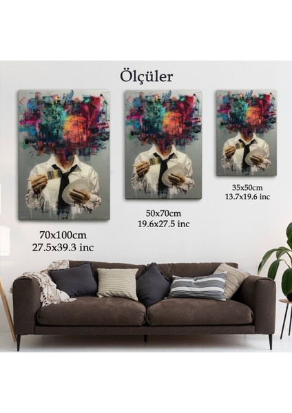 Kendi Kafasını Boyayan Adam Gerçeküstü Duvar Sanatı Kanvas TABLO-5263