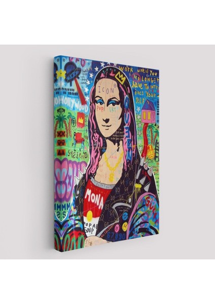 Banksy Renkli Mona Lisa Kanvas Tablo, Pop Art, Sokak Sanatı, Kanvas TABLO-5305