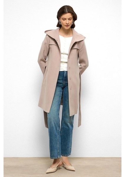 Kapüşonlu Pelerin Detaylı Kaban Taş 3109