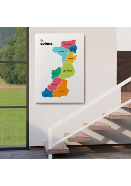 Edirne Ili ve Ilçeler Haritası Dekoratif Kanvas Tablo 1327 fırsatları