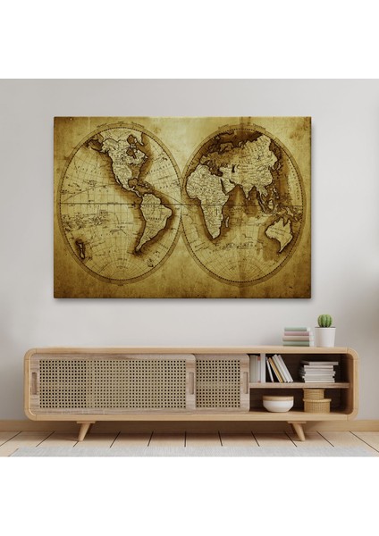 Eskitme Dünya Haritası Vintage Dekoratif Kanvas Tablo 1105(TEK Parça) fiyatları