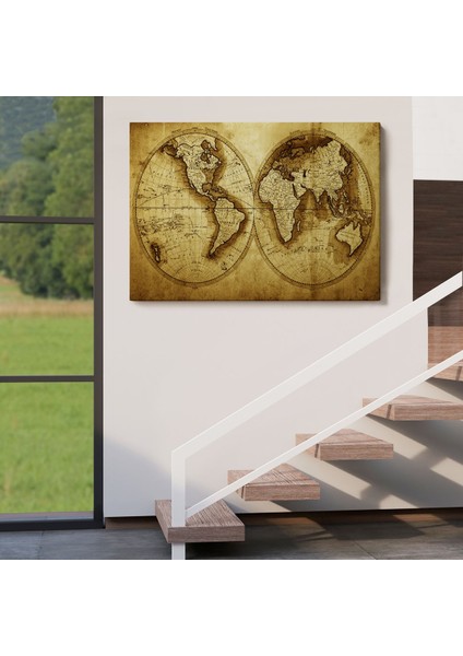 Eskitme Dünya Haritası Vintage Dekoratif Kanvas Tablo 1105(TEK Parça) indirimleri