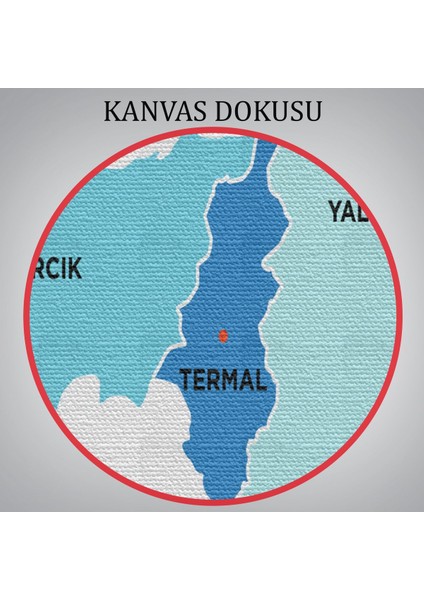 Yalova Ili ve Ilçeler Haritası Dekoratif Kanvas Tablo 1483
