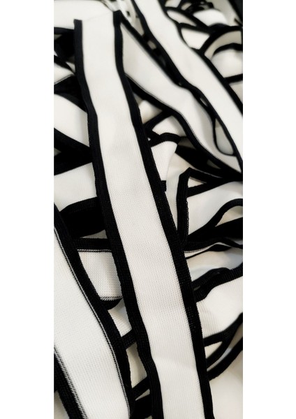 Lacivert Beyaz Tiktak Şerit