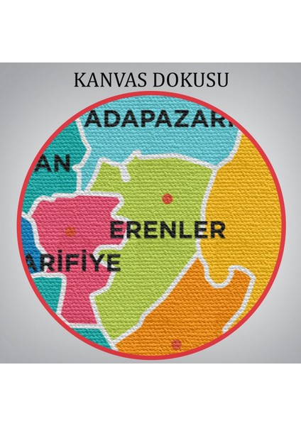 Sakarya Ili ve Ilçeler Haritası Dekoratif Kanvas Tablo 1442