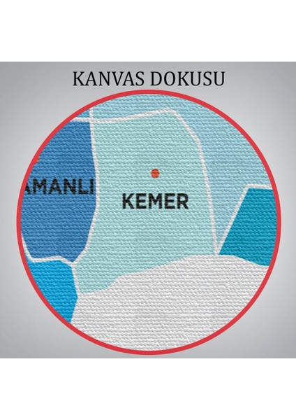 Burdur Ili ve Ilçeler Haritası Dekoratif Kanvas Tablo 1305