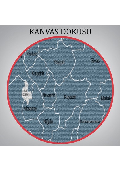 Türkiye Haritası Kanvas Tablo Sınır Komşulu Eğitici ve Öğretici Dekoratif Tablo 3093