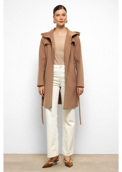 Kapüşonlu Pelerin Detaylı Kaban Kamel 3109 fırsatları