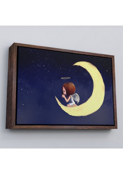 Çerçeveli Ay'da Diz Çöküp Dua Eden Melek Kızın TABLOSU-1210 fiyatları