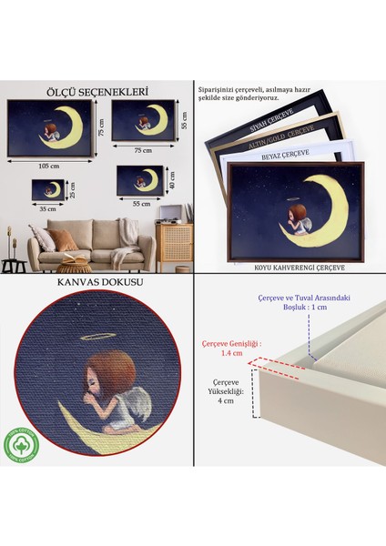 Çerçeveli Ay'da Diz Çöküp Dua Eden Melek Kızın TABLOSU-1210 indirimleri