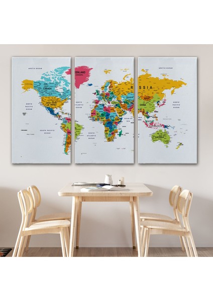 Dünya Haritası Dekoratif Kanvas Tablo Son Derece Detaylı ve Eğitici 1592 modelleri