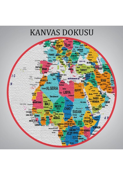 Dünya Haritası Dekoratif Kanvas Tablo Son Derece Detaylı ve Eğitici 1592