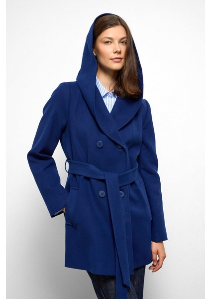 Kapüşonlu Kruvaze Kısa Kaban Saks 3103 modelleri