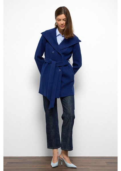 Kapüşonlu Kruvaze Kısa Kaban Saks 3103 fırsatları