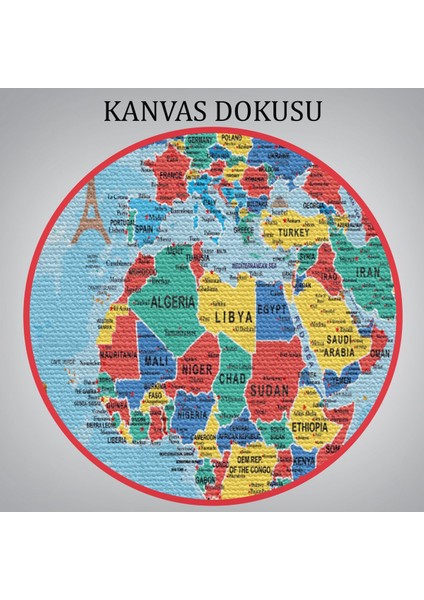 Dünya Haritası Kanvas Tablo Son Derece Detaylı Dekoratif OKYANUSLU-2021