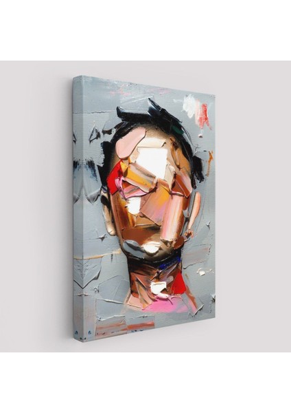 Fırça Darbesi Insan Yüzü Kanvas Tablo, Soyut Kadın Yüzü Portresi Kanvas TABLO-5210