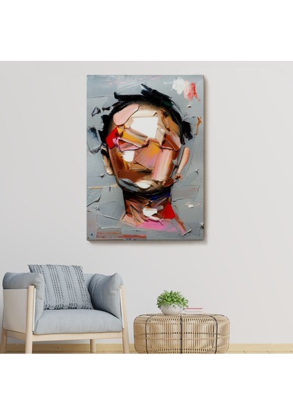 Fırça Darbesi Insan Yüzü Kanvas Tablo, Soyut Kadın Yüzü Portresi Kanvas TABLO-5210