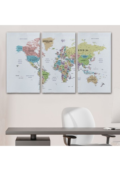 Dünya Haritası Dekoratif Kanvas Tablo Son Derece Detaylı ve Eğitici 1587 modelleri