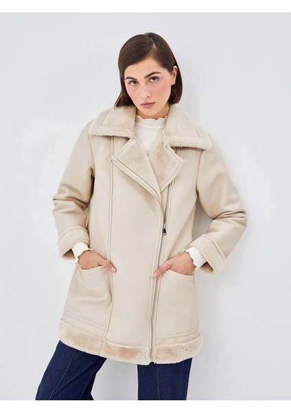 Lcw Modest Kadın Biker Yaka Düz Deri Görünümlü Mont (W5) fiyatları