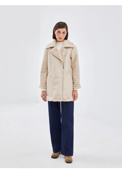 Lcw Modest Kadın Biker Yaka Düz Deri Görünümlü Mont (W5) modelleri