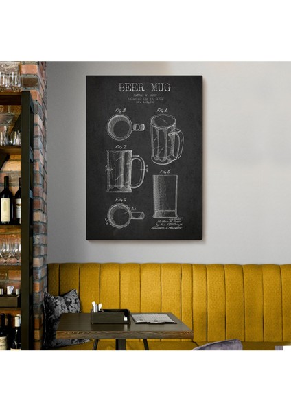 1951 Tarihli Bira Bardağı Patent Çizimi Dekoratif Kanvas Duvar TABLOSU-5213