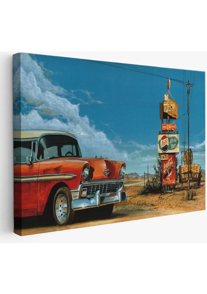 Kırmızı Klasik Araba TABLOSU-6660