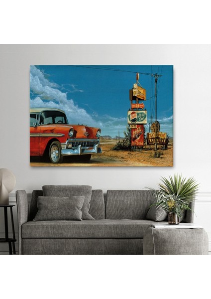 Kırmızı Klasik Araba TABLOSU-6660 fiyatları