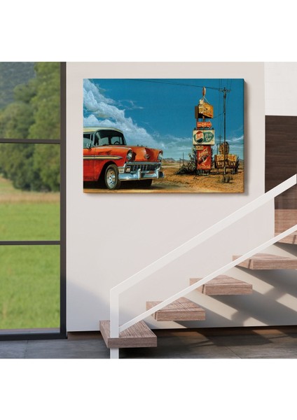 Kırmızı Klasik Araba TABLOSU-6660 indirimleri