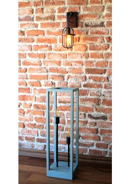 80 cm Doğal Ahşap Su Yeşili El Boyama Çift Ampullü Retro Lambader Rustik LED Ampul Hediyeli modelleri