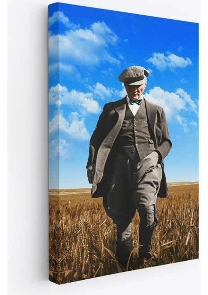 Atatürk Portre Tablosu Mustafa Kemal Atatürk Dikdörtgen Dekoratif Kanvas TABLO-FE-129