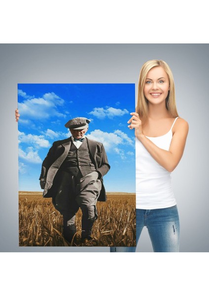 Atatürk Portre Tablosu Mustafa Kemal Atatürk Dikdörtgen Dekoratif Kanvas TABLO-FE-129 fiyatları