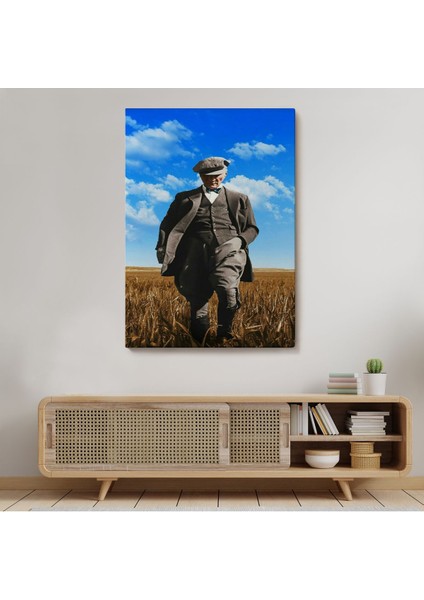 Atatürk Portre Tablosu Mustafa Kemal Atatürk Dikdörtgen Dekoratif Kanvas TABLO-FE-129
