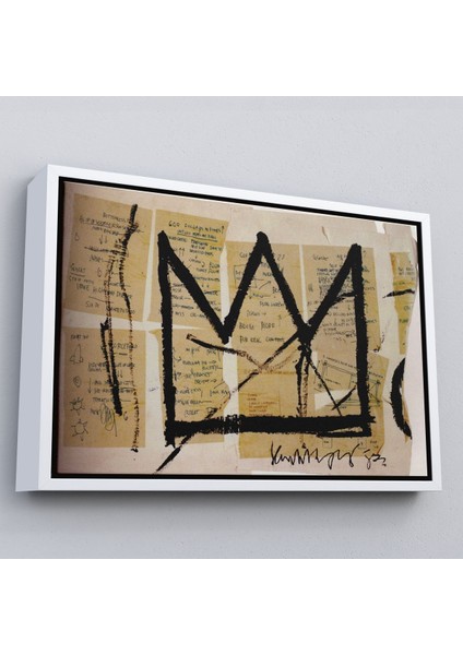 Siyah Çerçeveli Jean Michel Basquiat Notlar ve Taç Eseri Kanvas Tablo fiyatları