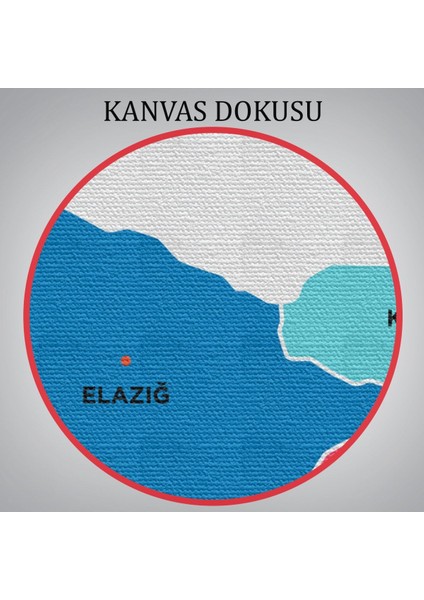 Elazığ Ili ve Ilçeler Haritası Dekoratif Kanvas Tablo 1330