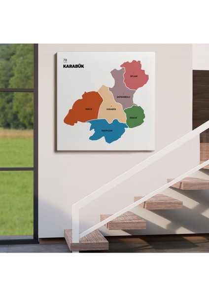 Karabük Ili ve Ilçeler Haritası Dekoratif Kanvas Tablo 1374 fırsatları