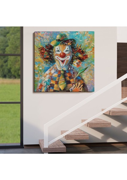 Bir Çiçekli Palyaço Yağlıboya Görünüm Dekoratif Kanvas Duvar TABLOSU-5838 fırsatları
