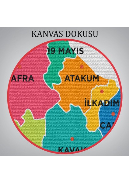 Samsun Ili ve Ilçeler Haritası Dekoratif Kanvas Tablo 1445