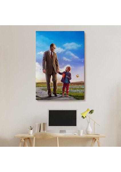 Atatürk ve Çocuk El Ele Kanvas TABLO-GA-150