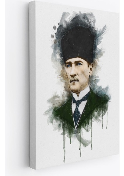 Mustafa Kemal Atatürk'ün Suluboya Görünümlü Portresi Dekoratif Kanvas Tablo-Da-78