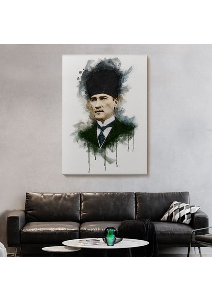 Mustafa Kemal Atatürk'ün Suluboya Görünümlü Portresi Dekoratif Kanvas Tablo-Da-78 fiyatları